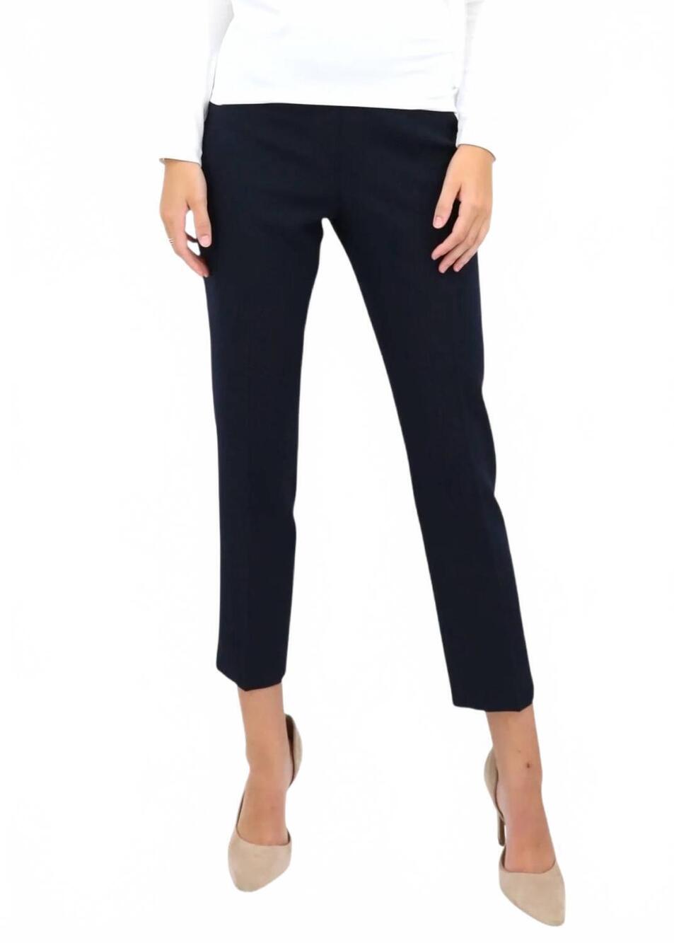 NEW PESERICO double technical fabric cigarette trousers in navy